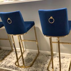 Blue velvet chairs