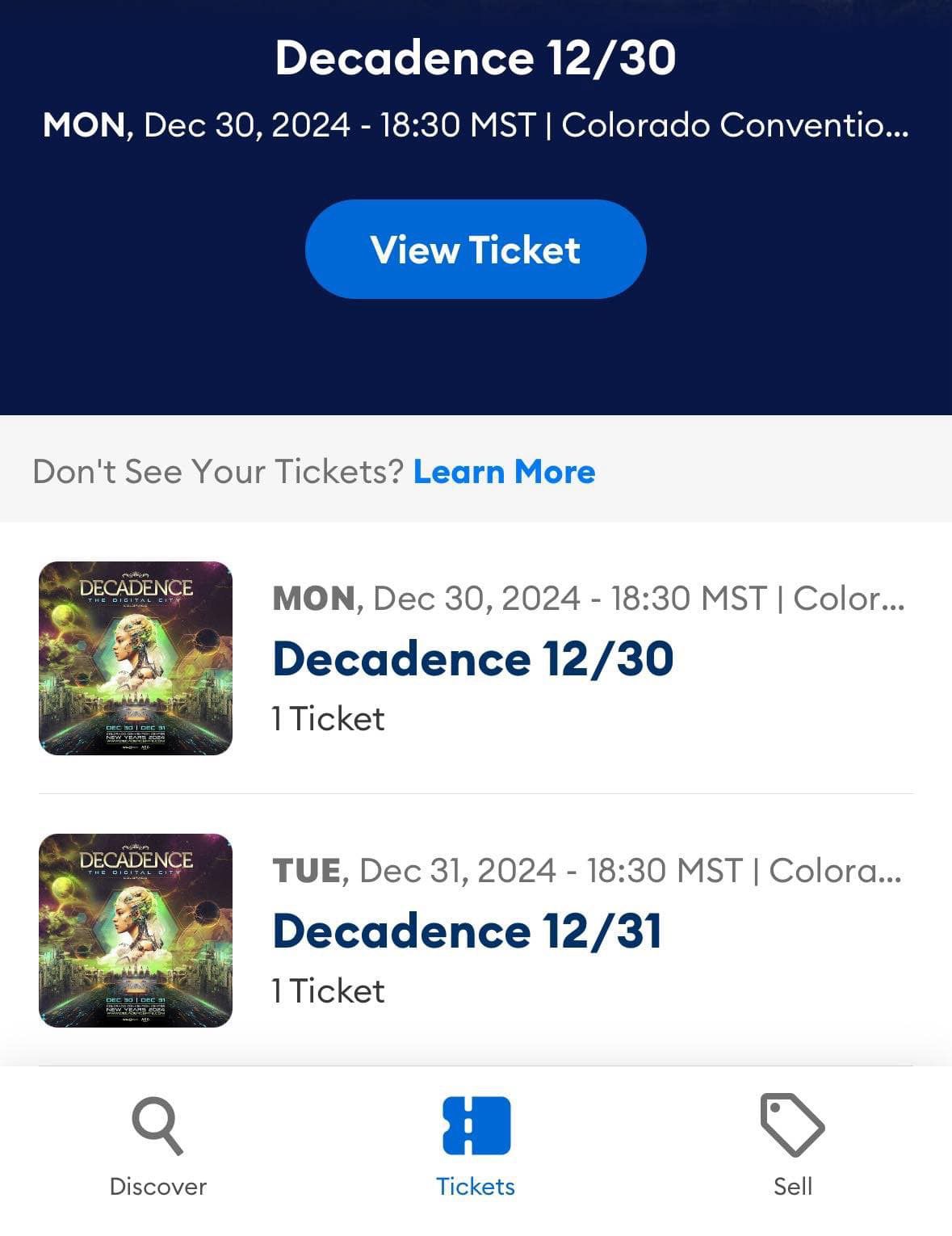 decadence nye co 12/30 ga