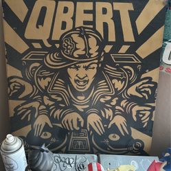 Dj Q-Bert- Gold Black canvas - 
