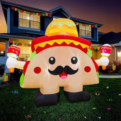AerWo 6.6 FT Mexico Cinco De Mayo Fiesta Decorations Outdoor Inflatables Taco, Mexico Inflatables Outdoor Decorations,   Decor Blow 