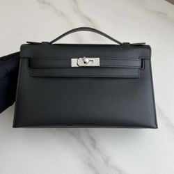 Hermes Pochette Swift Learher Black