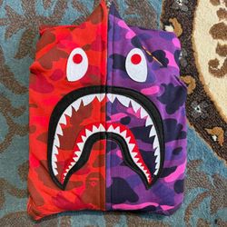 BAPE Shark Hoodie XL Multicolor Red & Purple | 100% Authentic