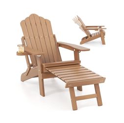 Folding Adirondack Chair with Pull-Out Ottoman