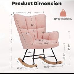 New Other DUMOS Rocking Chair Nursery Teddy Upholstered Gliders Rocker Armchair