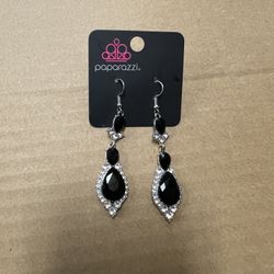 Paparazzi Black Teardrop Rhinestone Dangle Earrings