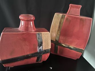 Dusty Red Squared Vases