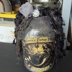 Hand Made Apothecary Glass Bottle Halloween Decor Skeleton Siren Mermaid 