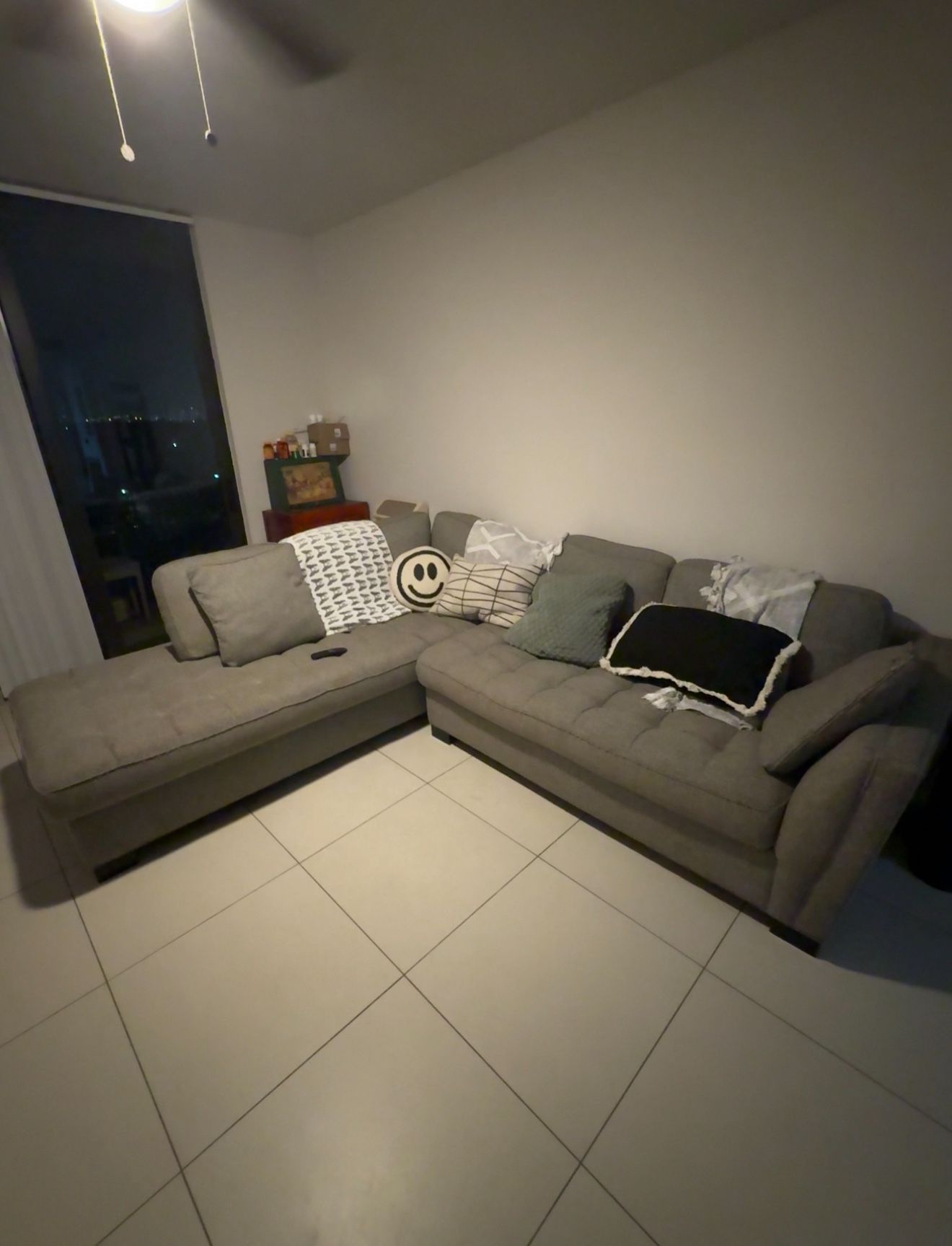 Grey Fabric Sectional Couch/Sofa