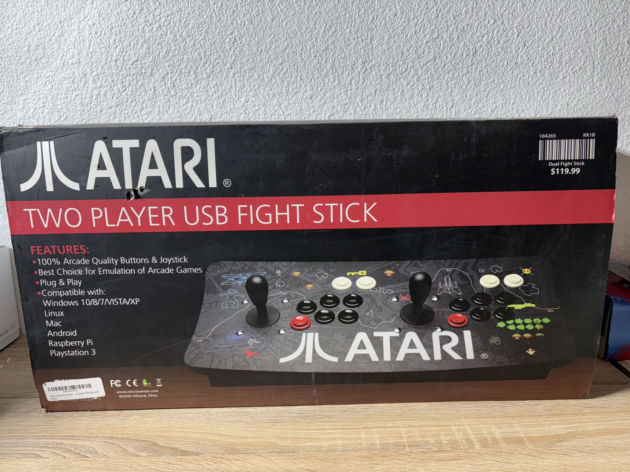 Atari Arcade Fightstick USB Dual Joystick Micro Retro Gaming Controller New