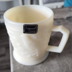 Vintage Imperial Lenox Glass Satin Custard Birds Robin Coffee Mug Tea Cup