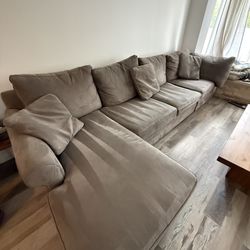 Macy’s Large Modular Down Sectional Sofa w/ Chaise – Taupe/Gray