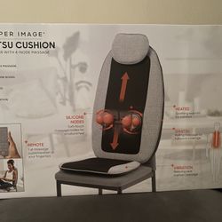 Sharper Image Shiatsu Cushion Seat Topper W/ 4 Soft Vibration Nodes Massage