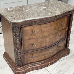 Ornate Vintage Bombe Dresser with Genuine Marble Top