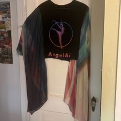  Graphic T With Diaphanous Sleeves