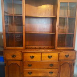 Vintage Early American Hutch Maple Wood 