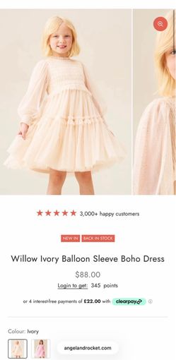 Brand new brand name Angel & Rocket Willow Ivory Balloon Sleeve Boho dress size 7T 8T and size 13T