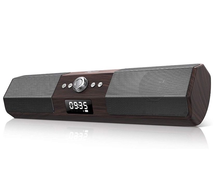 Bluetooth Computer Speakers Desktop: Wooden Texture PC Speakers Deep Bass 105dB Wired & Wireless Gaming Speakers with 1.8" LCD Display Wireless Speake