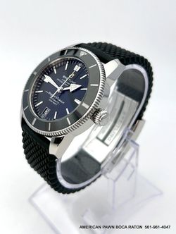 Breitling Superocean Heritage II 42 Black Dial Steel Automatic Watch AB2010 Rubber band