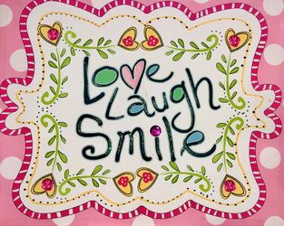 Love Laugh Smile Decorative Wall Frame Decor Frame Barbie Pink Crystal Colorful Kids Girls Room