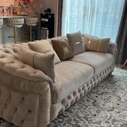 New  beige gold sofas/couches 3 pieces