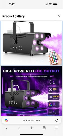 800W Fog Machine, 4500CFM Smoke Machine with 6 LED Lights, 13 Colorful LED Lights Effect, Wired And Wireless Remote Controls, Ideal for Indoor, Outdoo