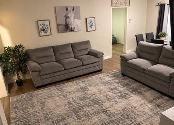 Gray Fabric Sofa and Loveseat Set