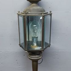 Vtg Brass Huge 28" Old Outdoor Sconce Carriage Lantern Electric 5 Glass Panels