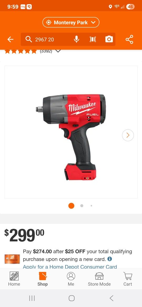 Milwaukee
M18 FUEL 18V Lithium-Ion Brushless Cordless 1/2 in. Impact Wrench with Friction Ring (Tool-Only)
