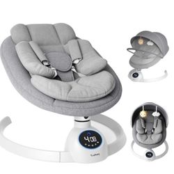 Baby Swing, Electric Infant Rocker with Bluetooth & Remote, 5 Speeds, 10 Lullabies,