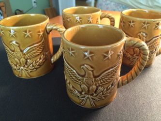 Rare set of 4 eagle mugs made in Japan