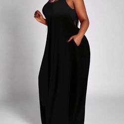 Black Sexy Long Dress, XL, 1x
