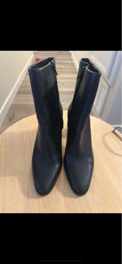 Zara Black Leather Heeled Boots