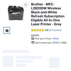 Brother MFC L2820DW WIRELESS BLACK AND WHITE ALL IN ONE LASER PRINTER