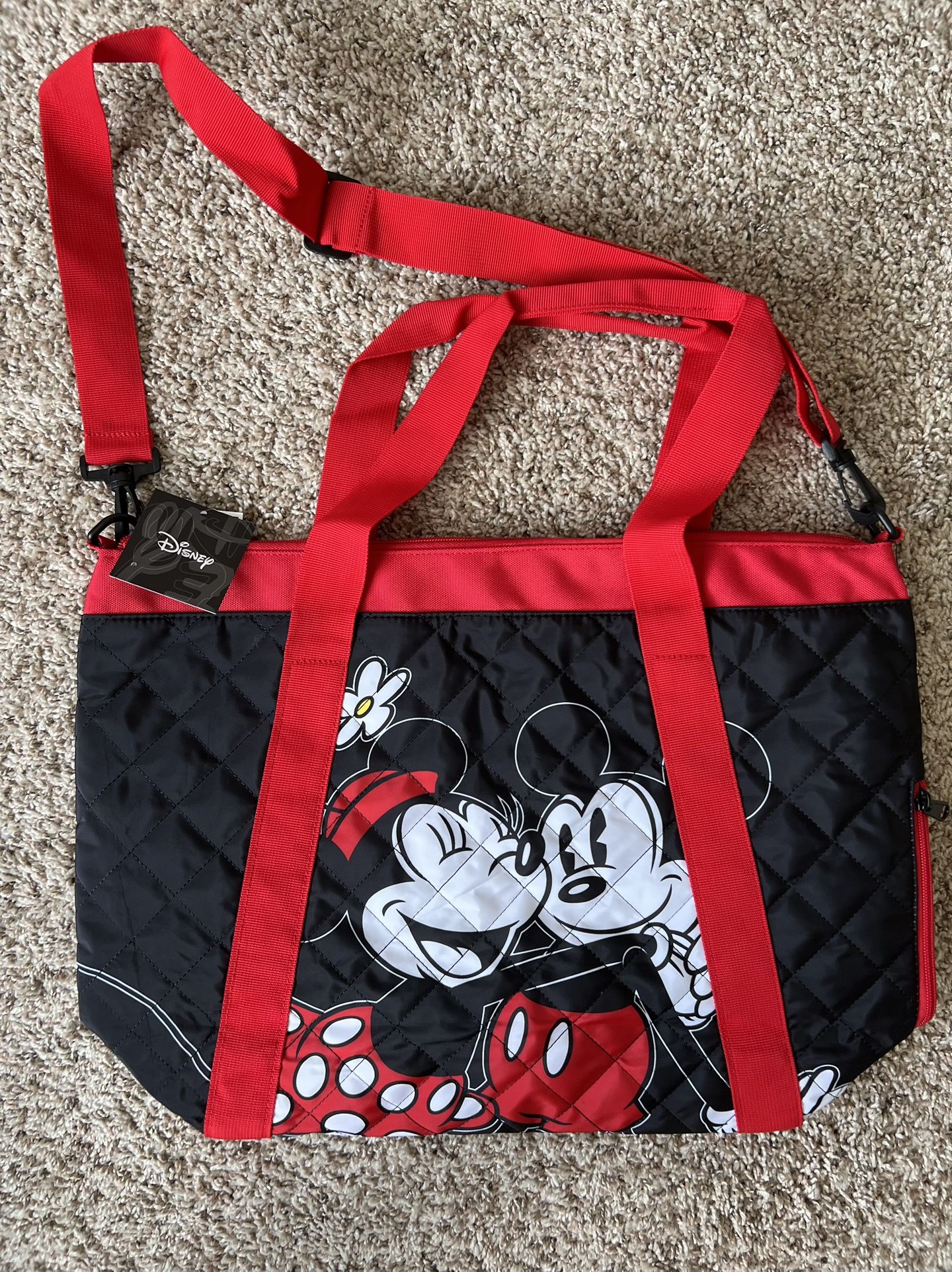 Disney Mickey and Minnie Mouse Bioworld Tote Travel Bag Red Black
