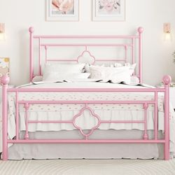SHA CERLIN 14 Inches Twin Size Metal Platform Bed Frame, Vintage Iron-Art Headboard and Footboard, Pink
Easy Assembly Noise-Free No Box Spring Needed 