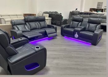 Brand new elegant 2 pc led sofa loveseat w/ speakers