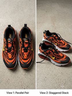 Nike Orange and Black Sneakers with Yellow Swoosh
