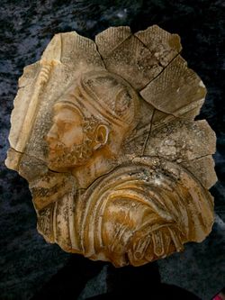 Vintage Cast Plaster Wall Belief Greco Roman Byzantine Warrior 11"×10" Wall Art