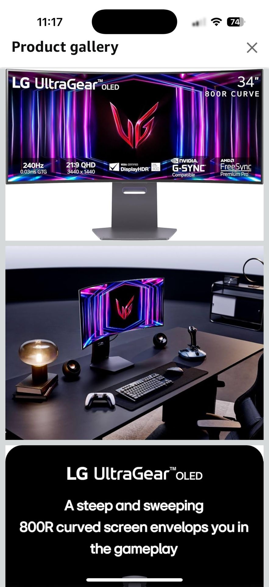 34 Inch Lg Oled Curved Gaming Monitor