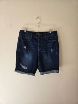 Haute Curve Distressed Denim Bermuda Shorts