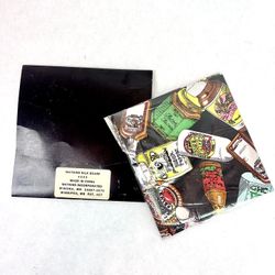 New Vintage WATKINS 100% Silk Square Scarf Black Advertising Graphics 34"x34"