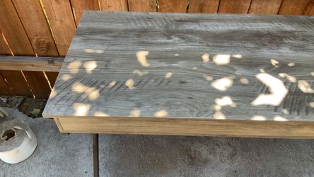 Rustic Wood Top Table with Metal Legsr