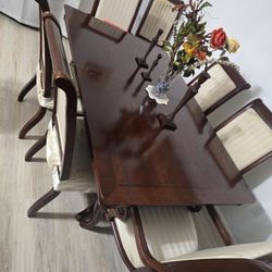 Cherry Wood Dining Table Set & China Cabinet 