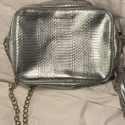Victoria's Secret Silver Metallic Crossbody Bag