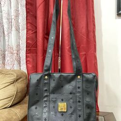 Black MCM Shoppers monogram tote bag