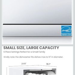 
COMFEE’ countertop dishwasher can meet your daily cleaning needs, with a capacity of 6 place settings. It has 8 functions, including Heavy, Normal, 