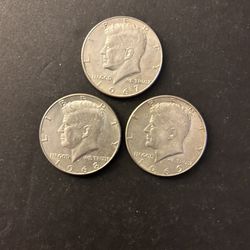 Coins – Kennedy Half Dollars – 40% Silver – 1967P, 1968D and 1969D - Some Mint Luster - Total 3 Coins 