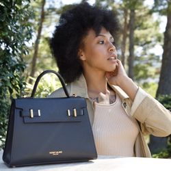 Like New Black Teddy Blake Bag 11” Italy Leather  