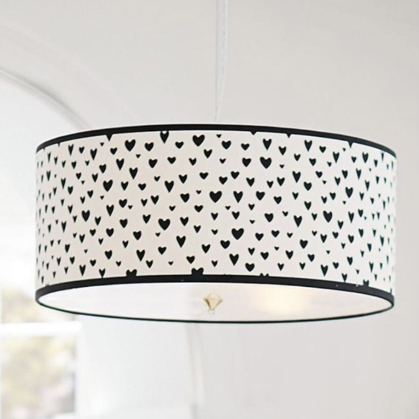 PB Teen Black & White Maybaby Painted Heart Drum Pendant