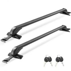 Roof Rack Cross Bars, Universal Fit for Naked Roofs Without Raised Rails/Flush Rail/Black Moldings, 165LBS Capacity, Lockable 124*